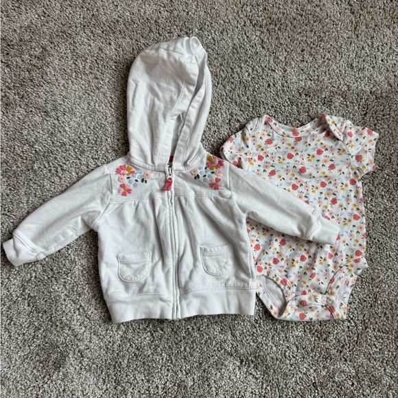 Baby Girls Cute Floral Baby Hoodie and Bodysuit Set outfit size 3 months - Picture 8 of 11